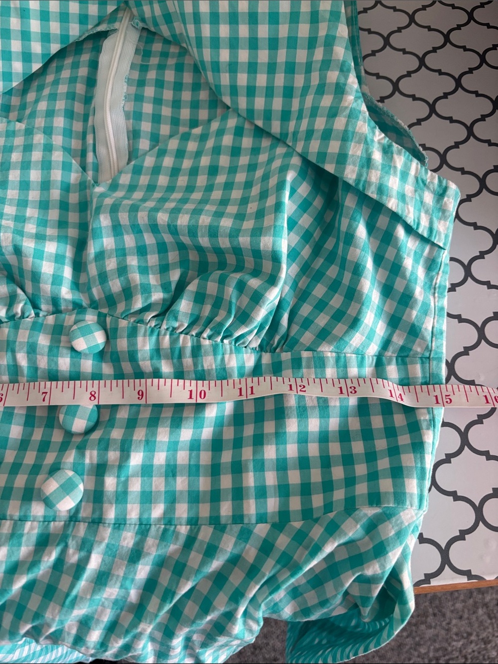 Voodoo Vixen size Large retro gingham summer keyhole dress - Picture 2 of 7